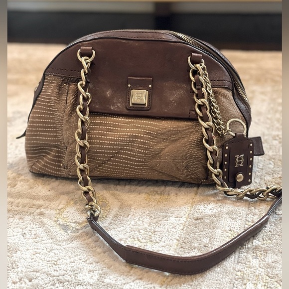 Olivia Harris Brown Leather Shoulder Bag - Picture 1 of 13
